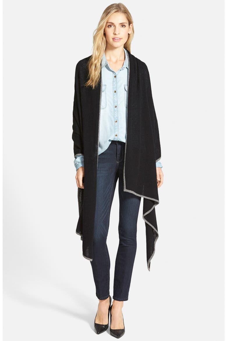 Cashmere Travel Wrap, Main, color, BLACK/ DARK GREY HEATHER