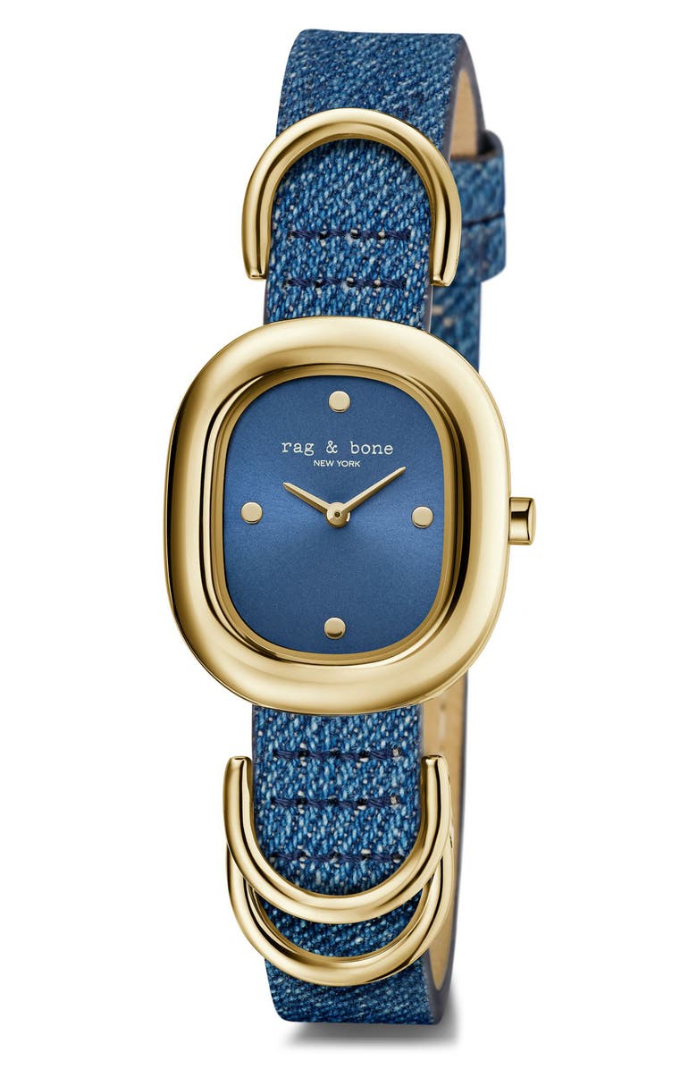 rag & bone Rory Denim Strap Watch, 25mm, Alternate, color, Blue