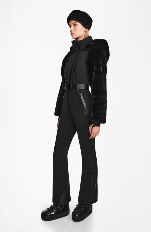Rudsak One-piece Ski Suit With Faux Fur In Black