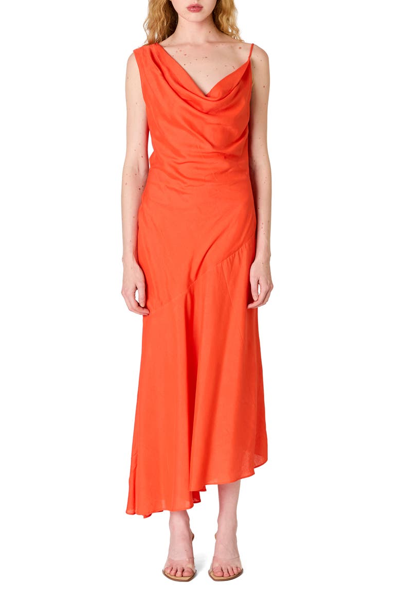 Cielo Cowl Neck Open Back Sundress, Main, color, CORAL RED
