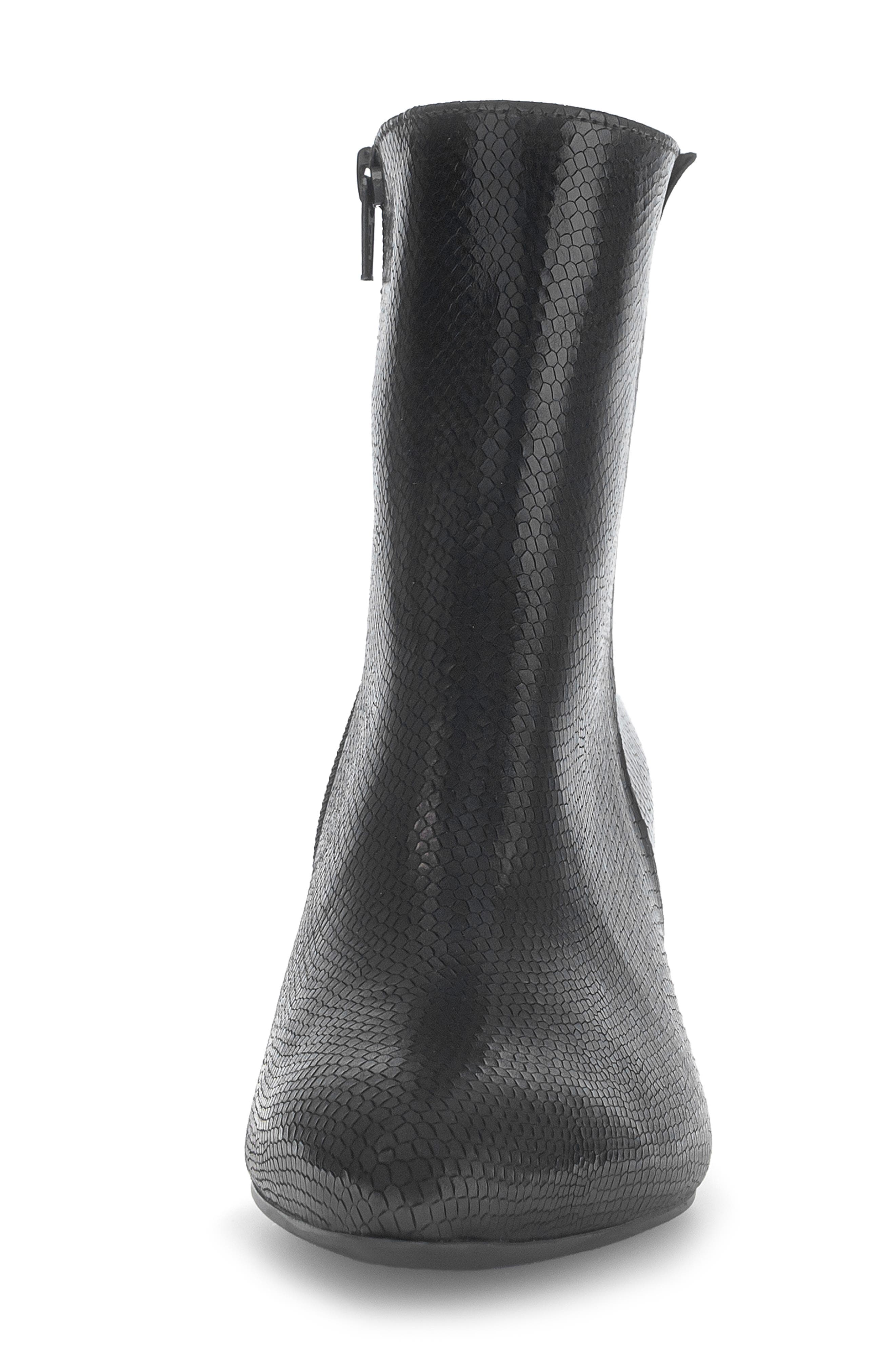 Sabine Croc Embossed Leather Bootie, Alternate, color, BLACK