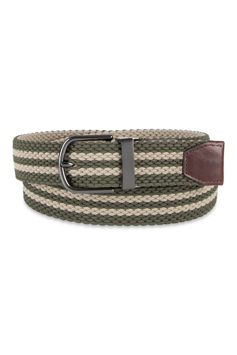 Reversible Stretch Web Belt, Alternate, color, KHAKI/ OLIVE