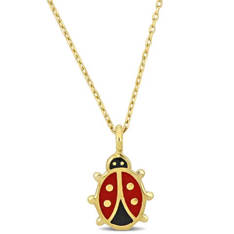Kids Enamel Ladybug Necklace 14k Gold