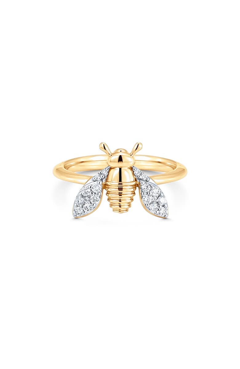 Sara Weinstock Queen Bee Diamond Pinky Ring, Main, color, Yellow Gold