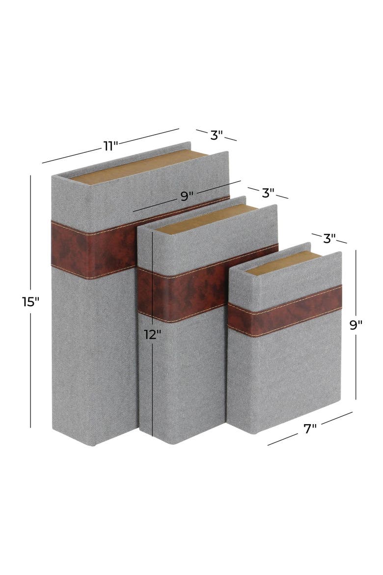 Set of 3 Faux Book Boxes, Alternate, color, GRAY