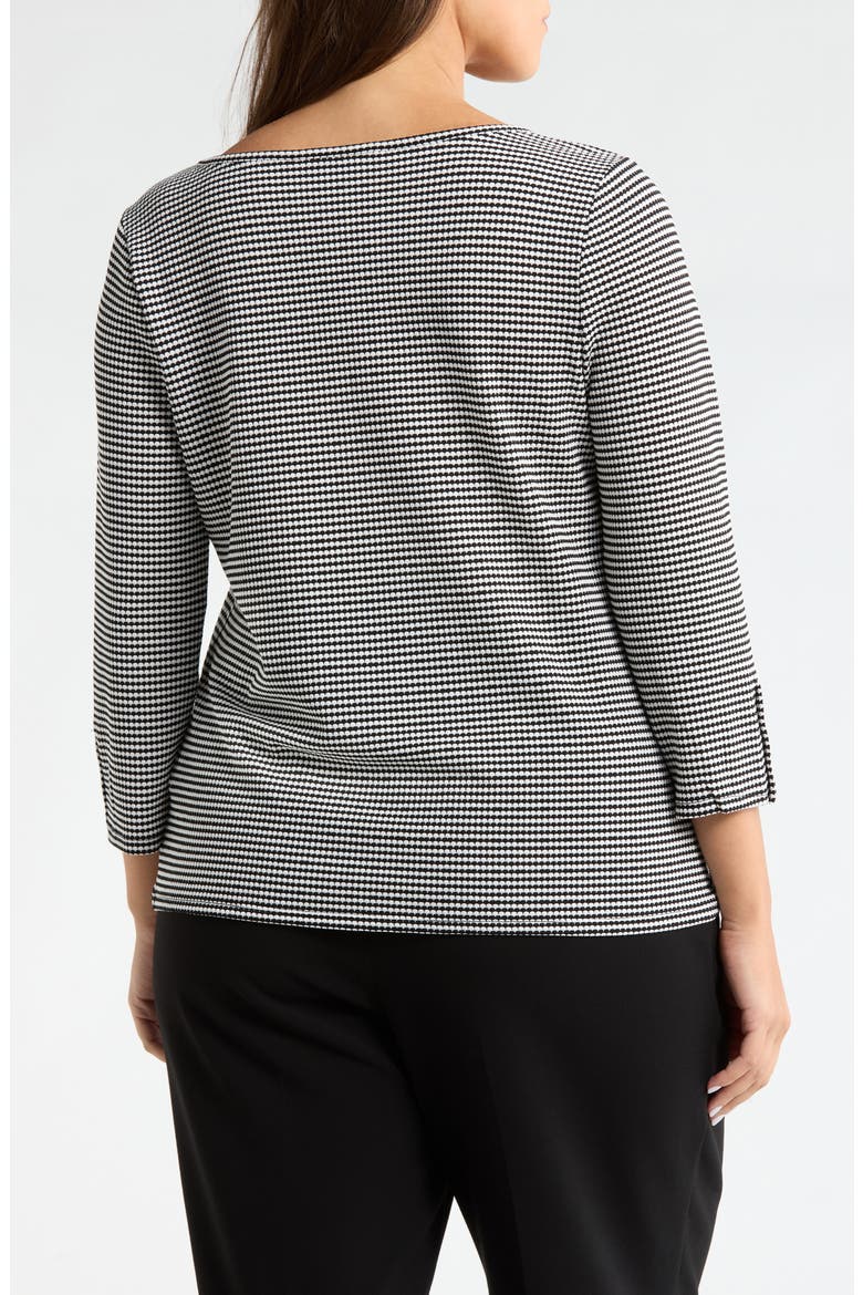 Print Henley Top, Alternate, color, BLACK/ WHITE NOV STRIPE
