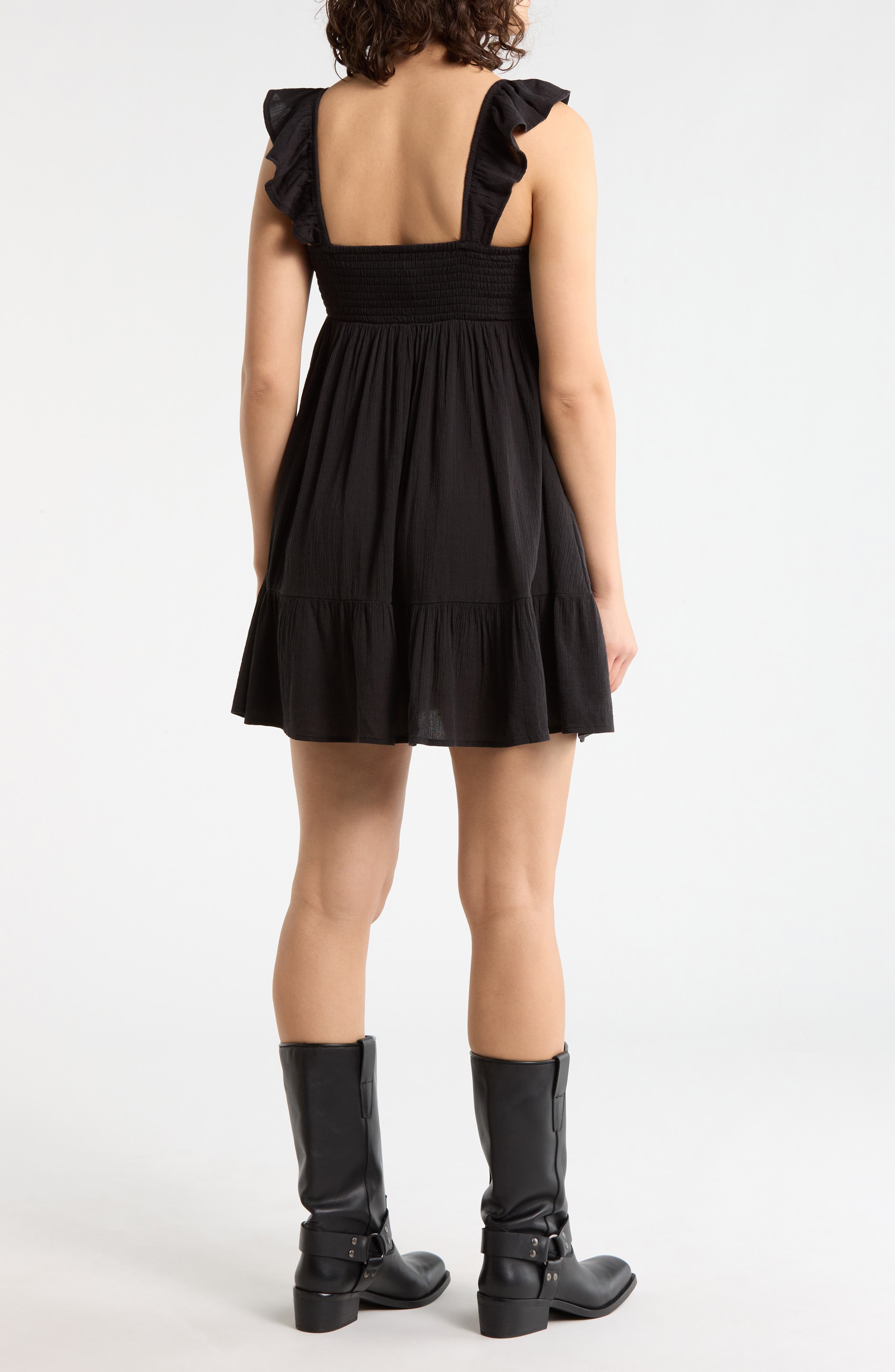 Smocked Flutter Sleeve Minidress - image 2