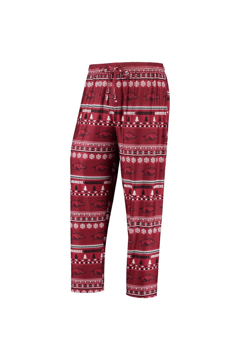 Men's Concepts Sport Cardinal Arkansas Razorbacks Ugly Sweater Long Sleeve T-Shirt and Pants Sleep Set, Alternate, color, Cardinal