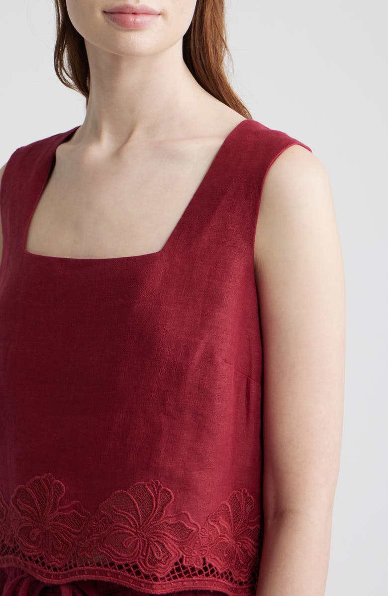 Rails Akira Embroidered Sleeveless Linen Top, Alternate, color, Berry Hibiscus Embroidery