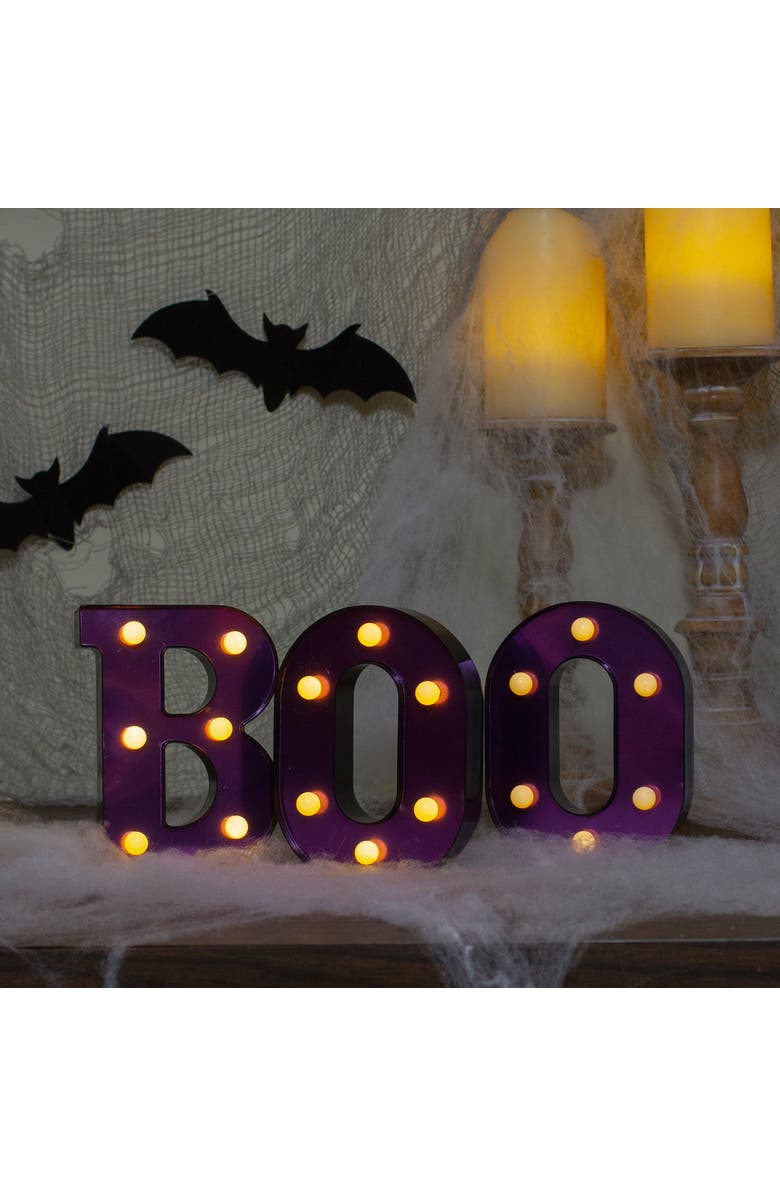 Northlight LED Lighted "BOO" Halloween Marquee Sign - 6.5" - Purple, Main, color, 