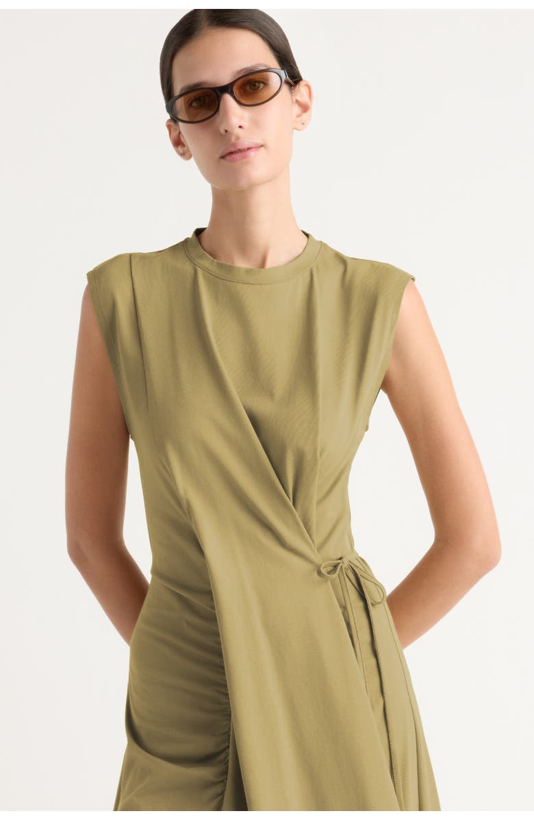 Modern Citizen Agnes Twist-Drape Jersey Dress, Alternate, color, Khaki Yellow