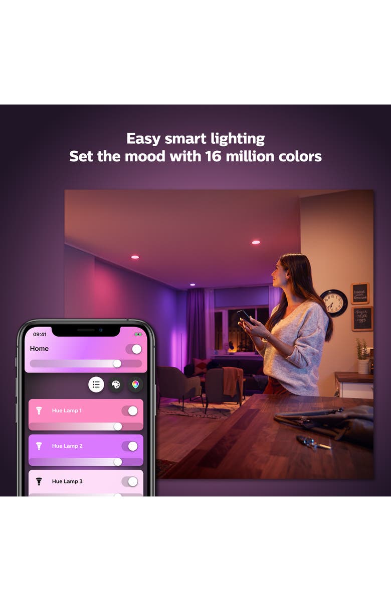 Philips Hue White Color Ambiance BR30 E26 Smart Light Bulbs 2-Pack, Alternate, color, NO COLOR