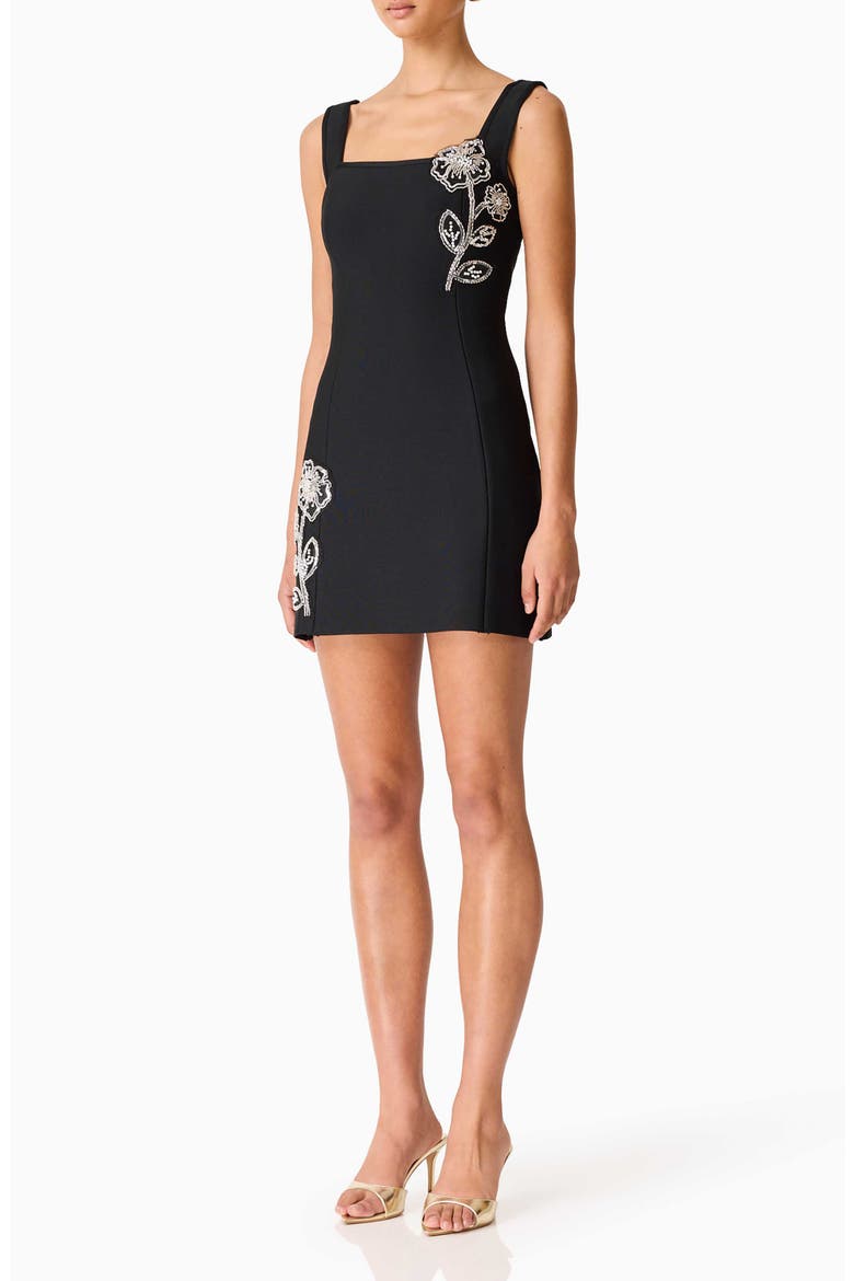 Soleil Beaded Placed Floral Cocktail Minidress, Alternate, color, BLACK