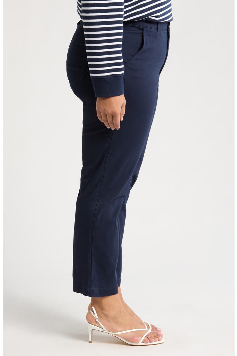 Skyrise Ankle Slim Straight Leg Twill Pants, Alternate, color, NAVY