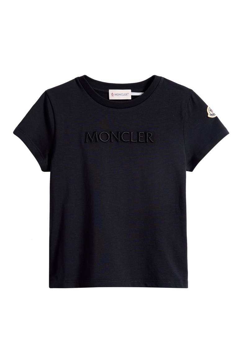 Kids' Embroidered Logo Patch T-Shirt, Main, color, BLACK