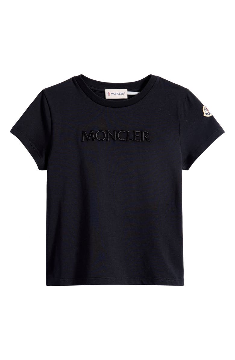 Moncler Kids' Embroidered Logo Patch T-Shirt, Main, color, Black