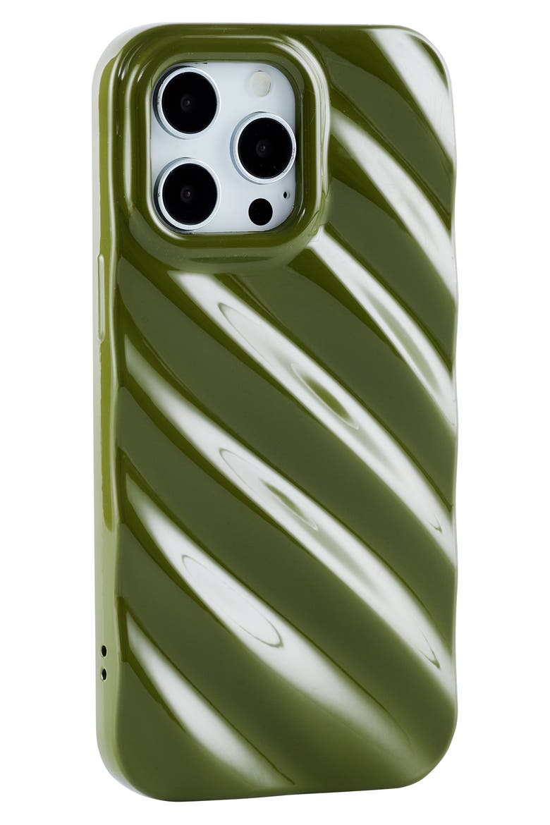 Silk Look Green iPhone 14 Pro Case, Alternate, color, GREEN