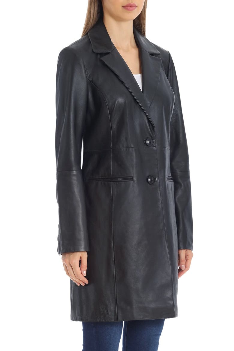 Single-Breasted Lamb Leather Jacket, Alternate, color, BLACK