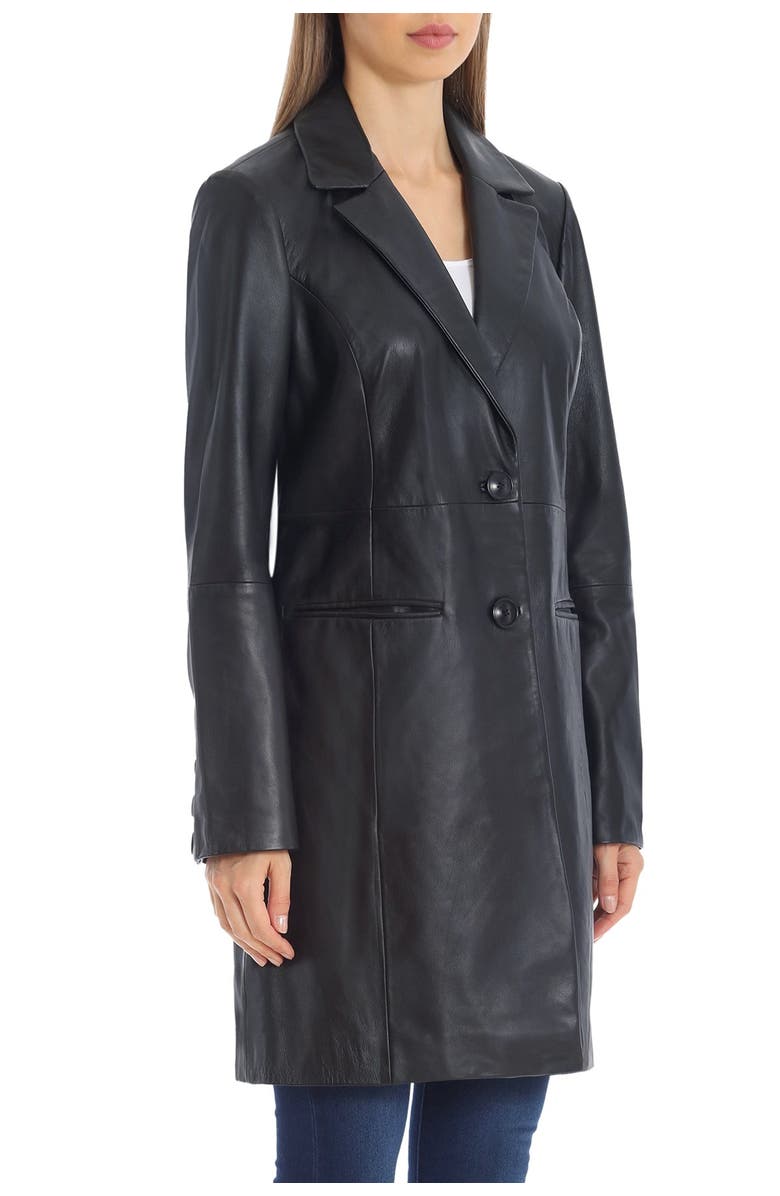 Badgley Mischka Collection Single-Breasted Lamb Leather Jacket, Alternate, color,