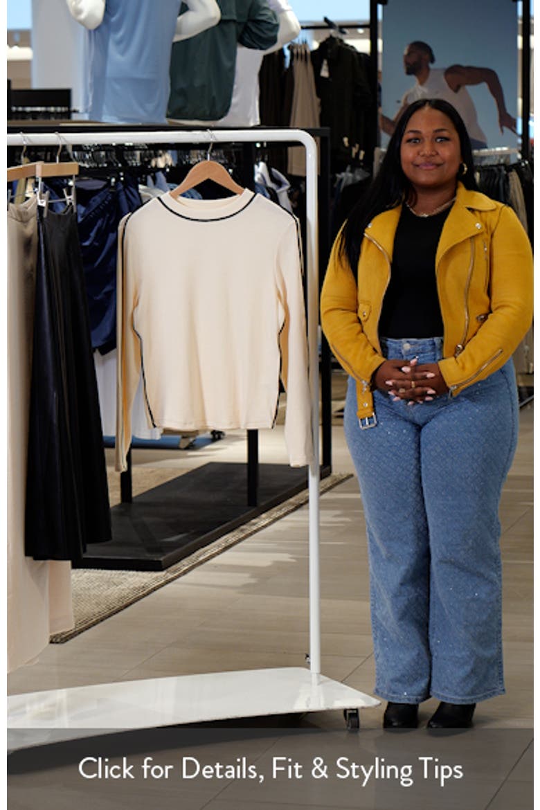 Contrast Piping Long Sleeve Rib T-Shirt video