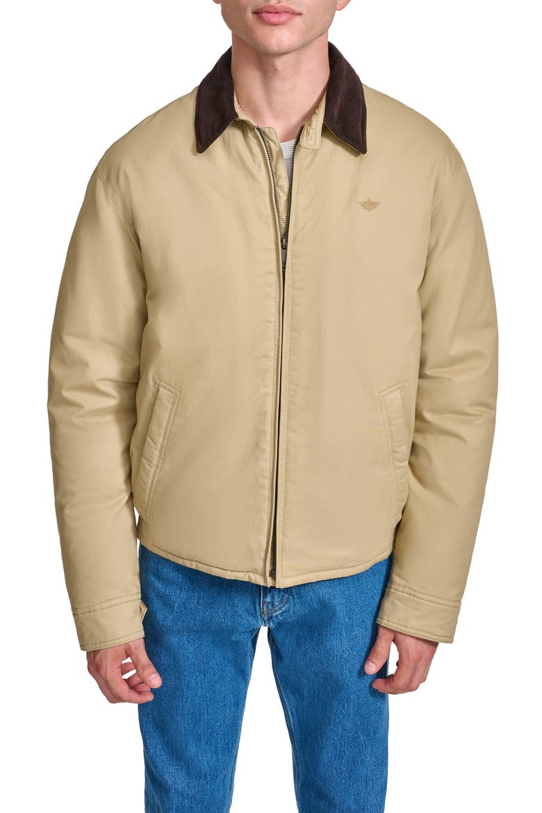 Padded Corduroy Collar Cotton Bomber, Main, color, HARVEST GOLD