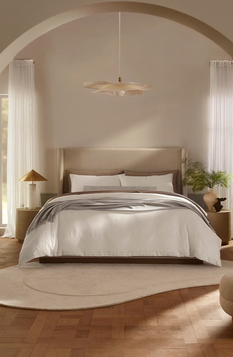 Boll & Branch Signature Ladder Stitch Duvet Cover & Shams Set, Alternate, color, White/ White