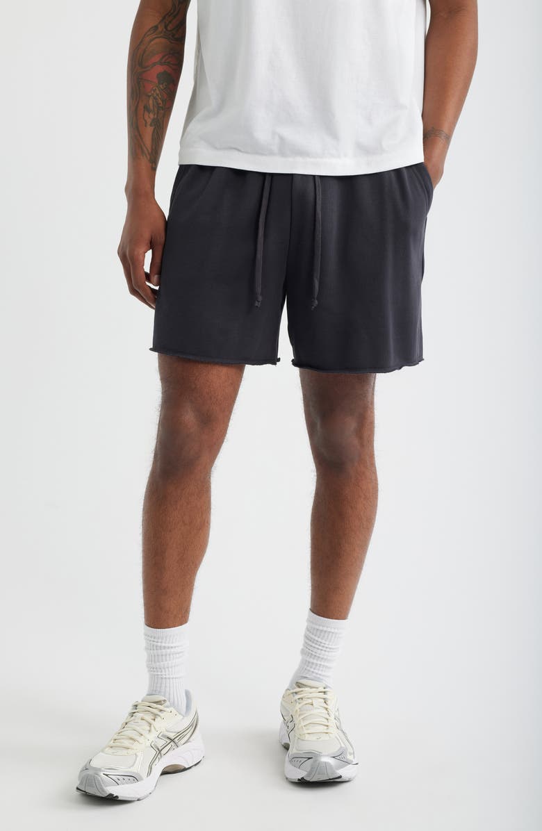 BP. Frayed Terry Sweat Shorts, Main, color, Black Faded