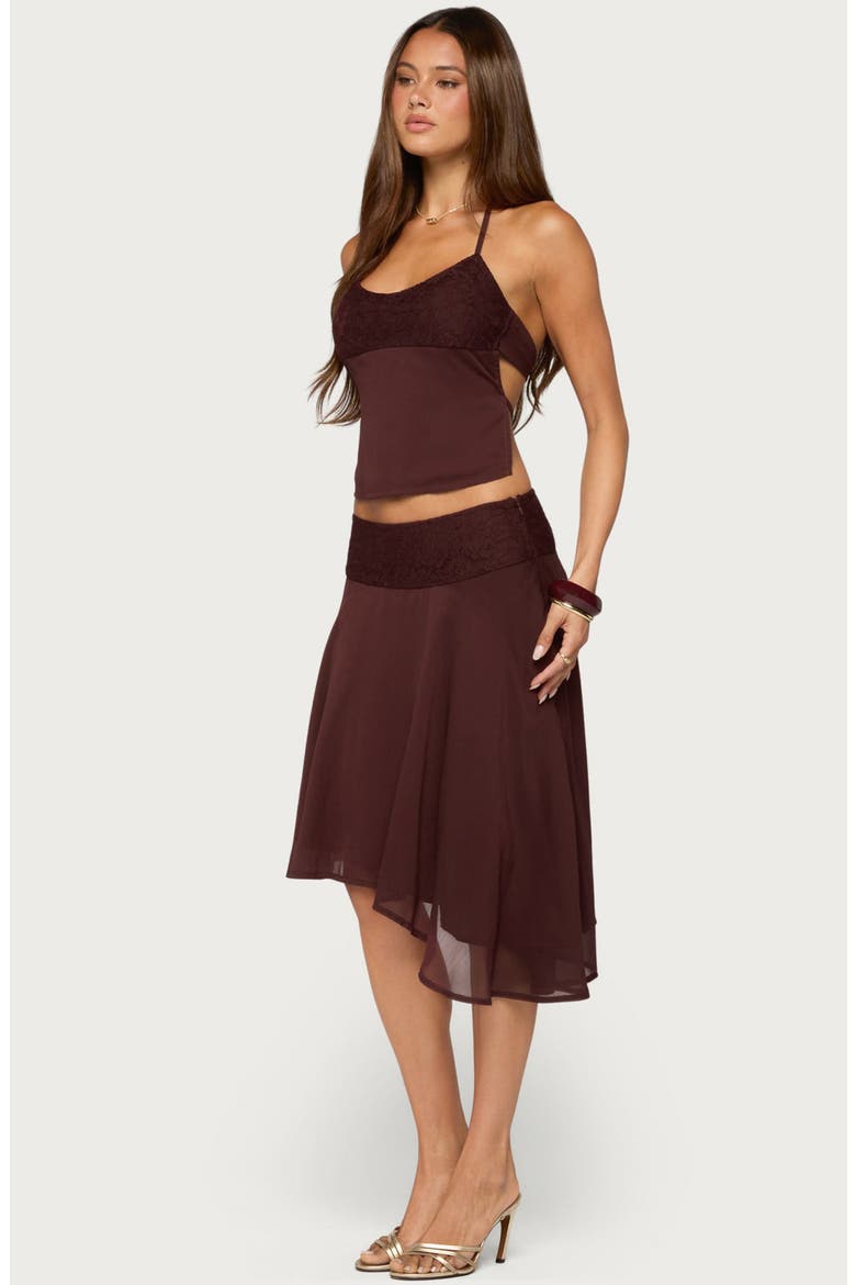 Evia Lace Trim Tie Back Halter Top, Alternate, color, PLUM