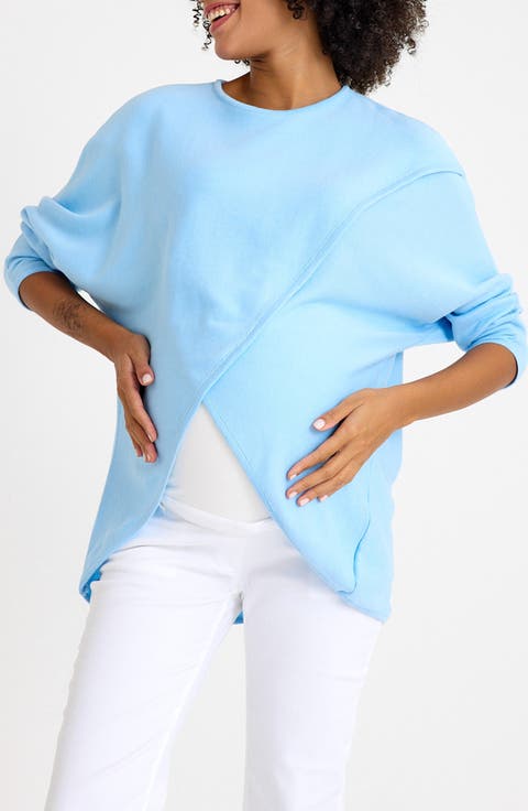 Let Loose Crossover Long Sleeve Maternity/Nursing Knit Top