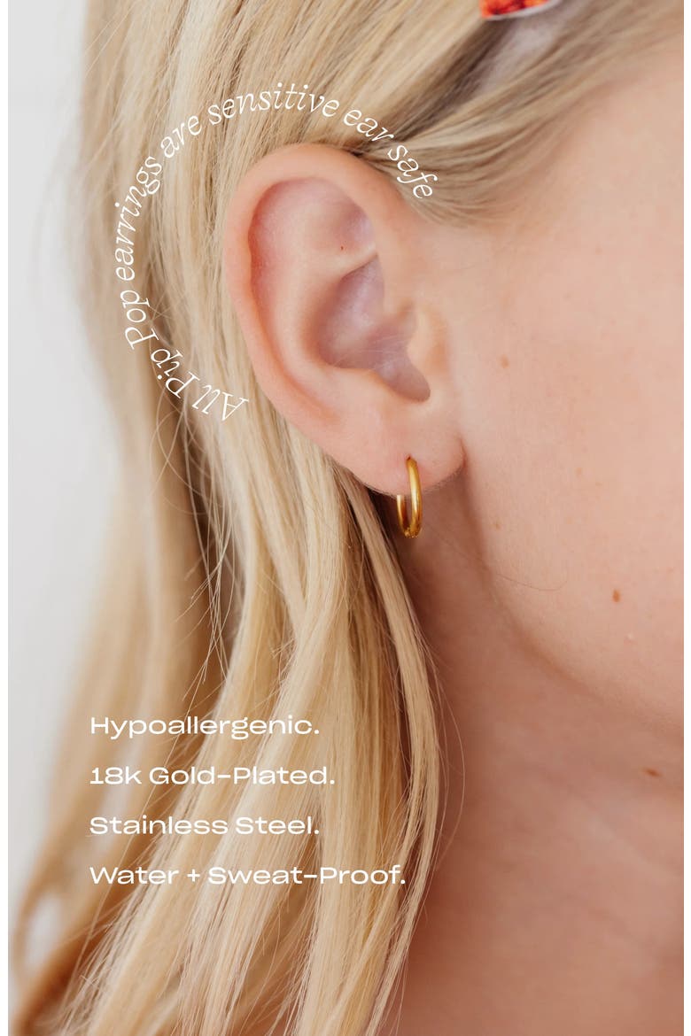Girls' Thin Gold Hoop Hypoallergenic 8mm Earrings, Alternate, color, Gold