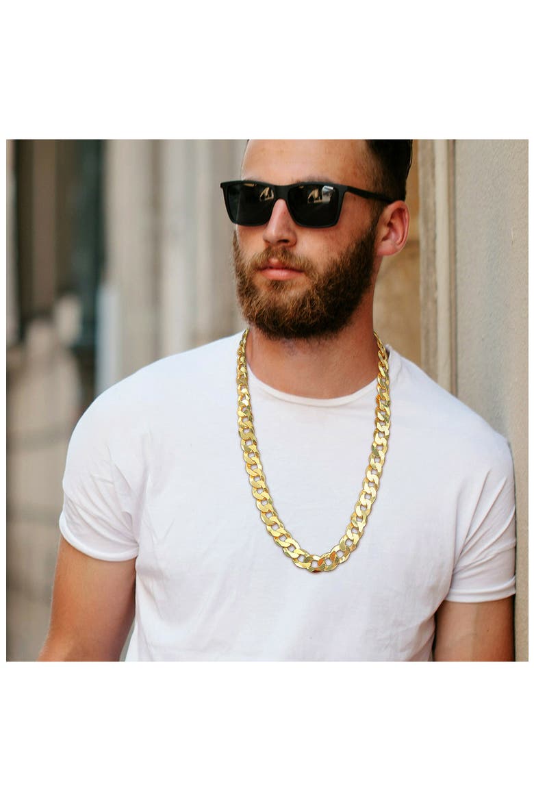 Men's Flat Curb Chain Necklace, Alternate, color, YELLOW