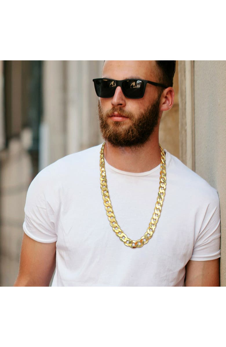 DELMAR Men's Flat Curb Chain Necklace, Alternate, color, Yellow