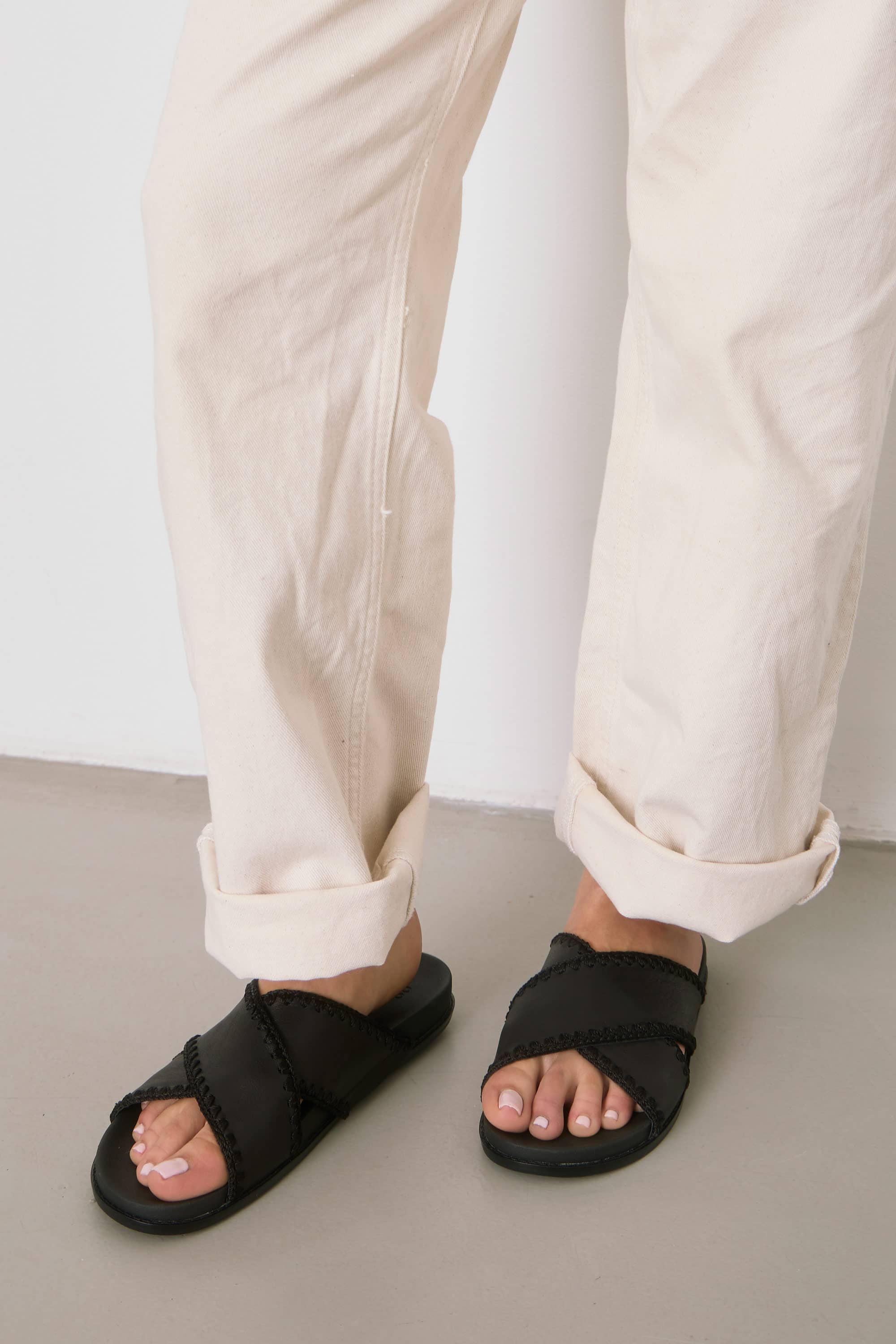The Sak Penelope Leather Slip On Sandal, Alternate, color, Black