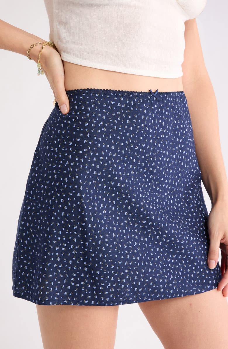Abound Ditsy Cotton Blend Miniskirt, Alternate, color, Navy- Blue Blooming Rose