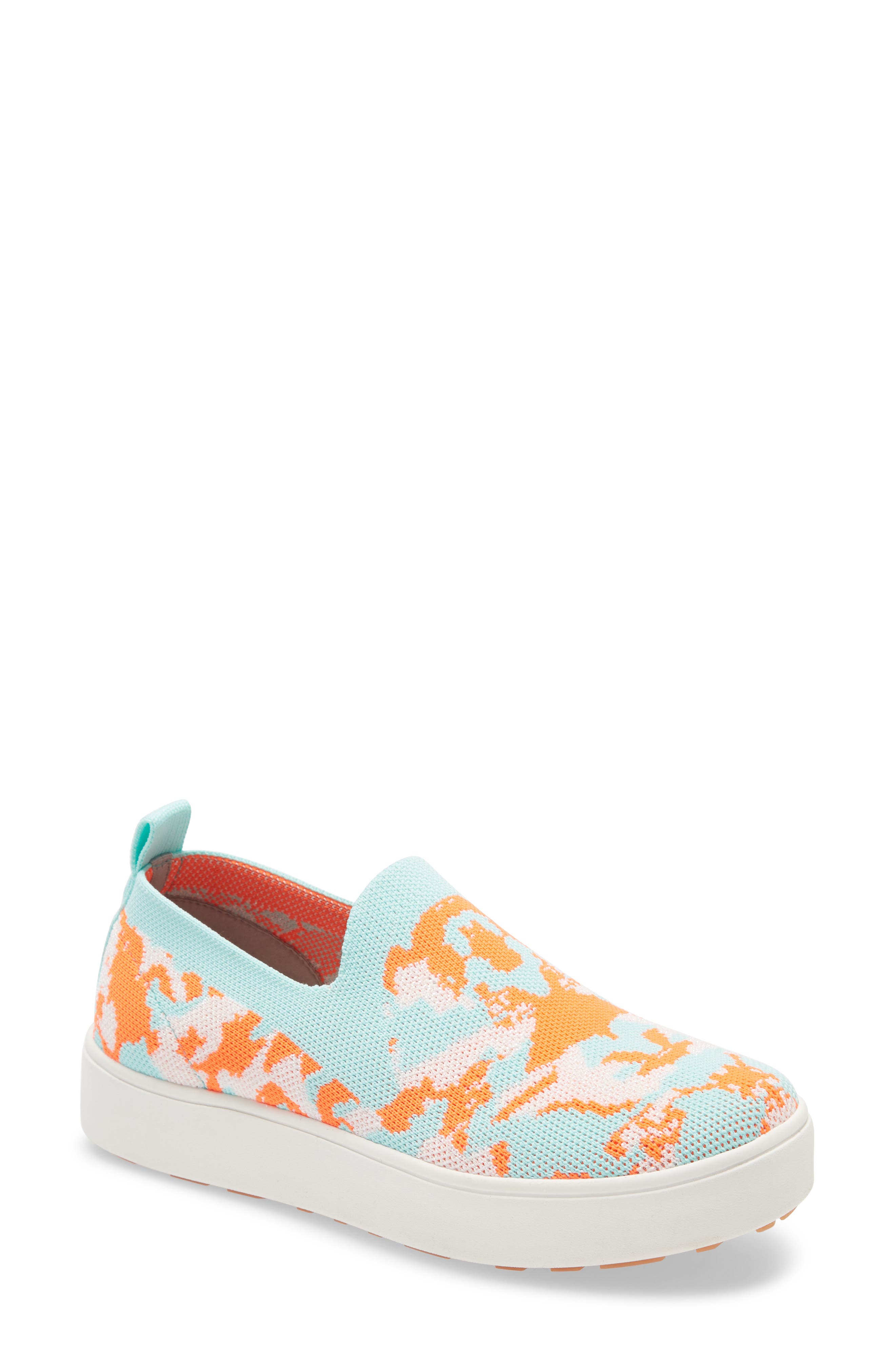 Jenna Slip-On Sneaker, Main, color, AQUA NECTARINE FABRIC