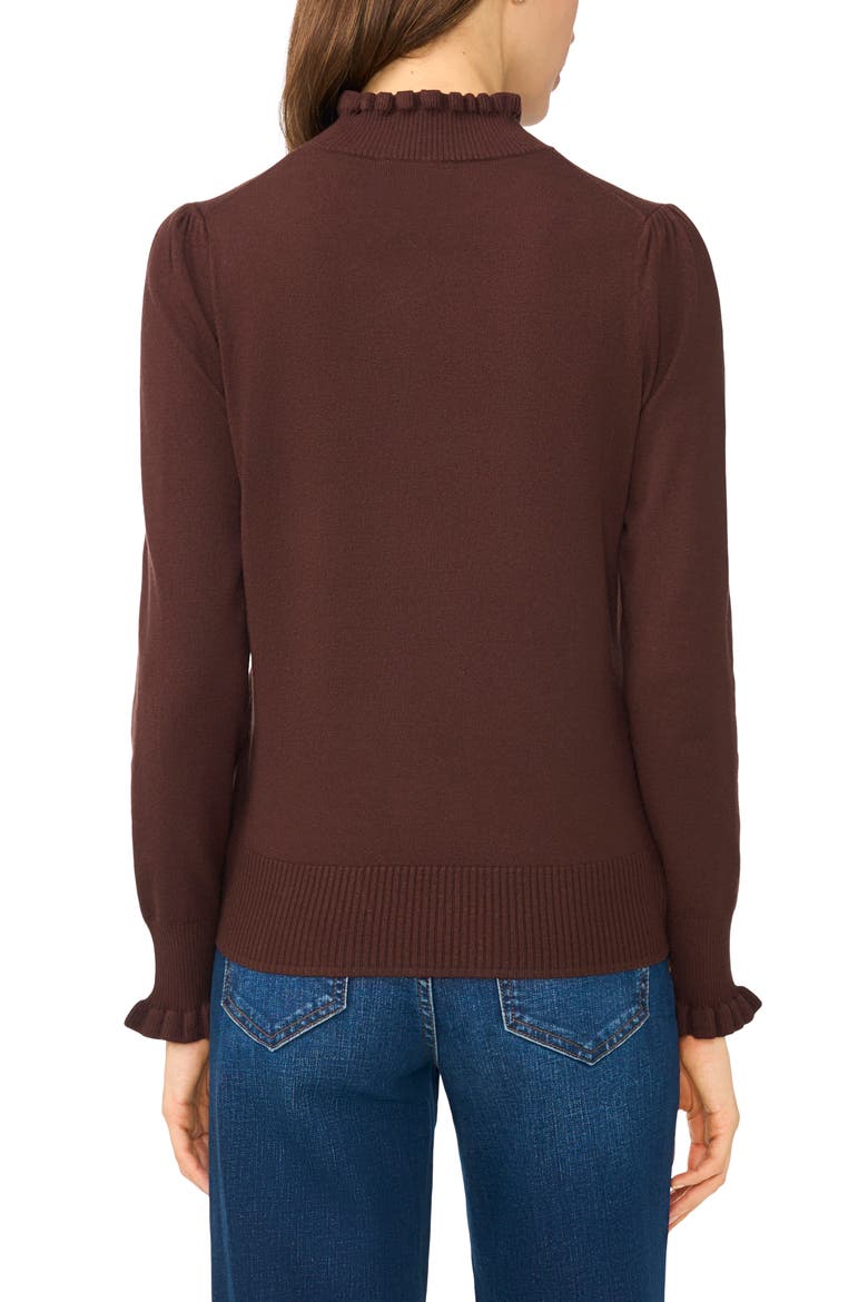 Ruffle Mock Neck Sweater, Alternate, color, COFFEE BEAN