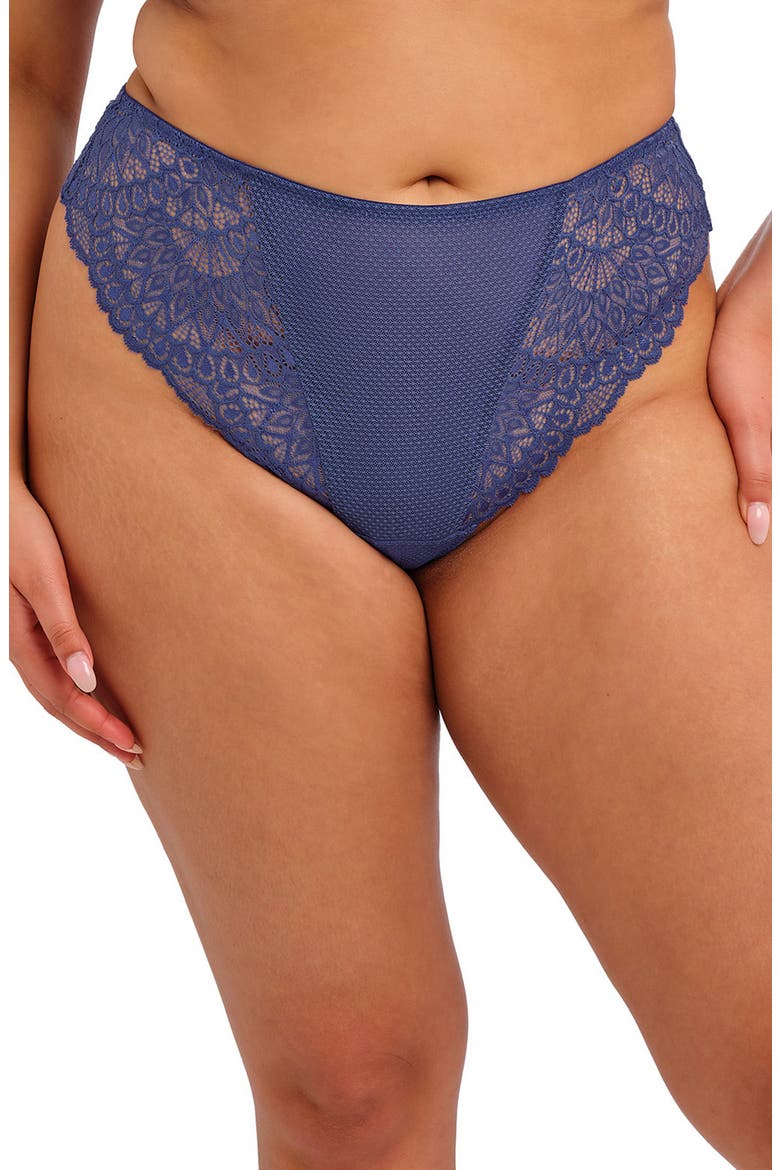 Tiernie Lace & Mesh Thong, Main, color, DENIM