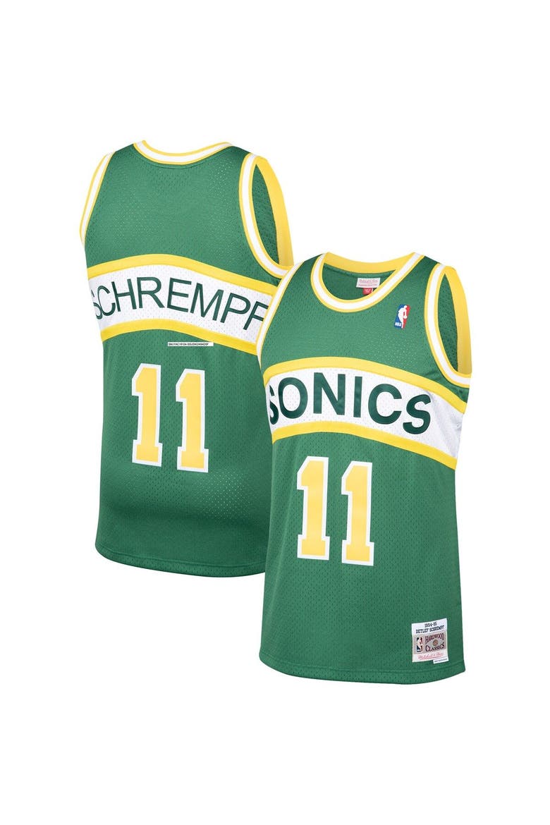 Men's Mitchell & Ness Detlef Schrempf Green Seattle SuperSonics 1994/95 Hardwood Classics Swingman Jersey, Alternate, color, Green