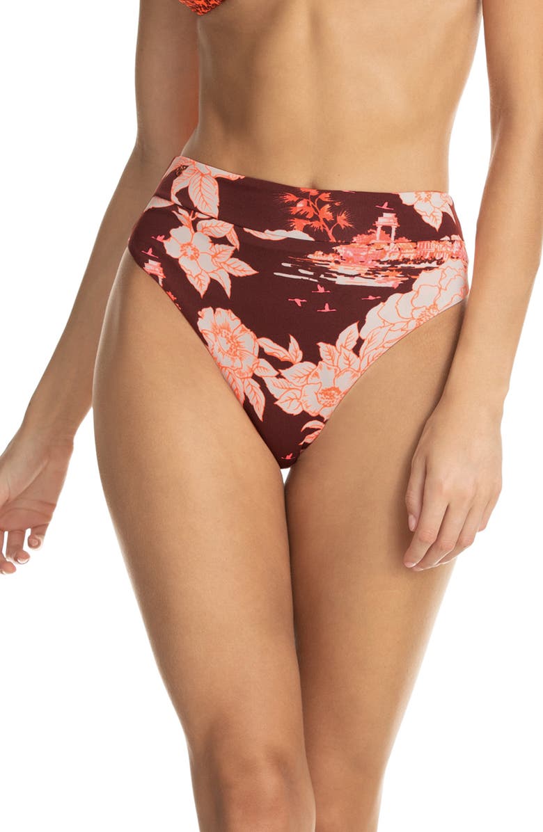 Maaji Snake Charmer Suzy Q High Waist Reversible Bikini Bottoms, Main, color, 