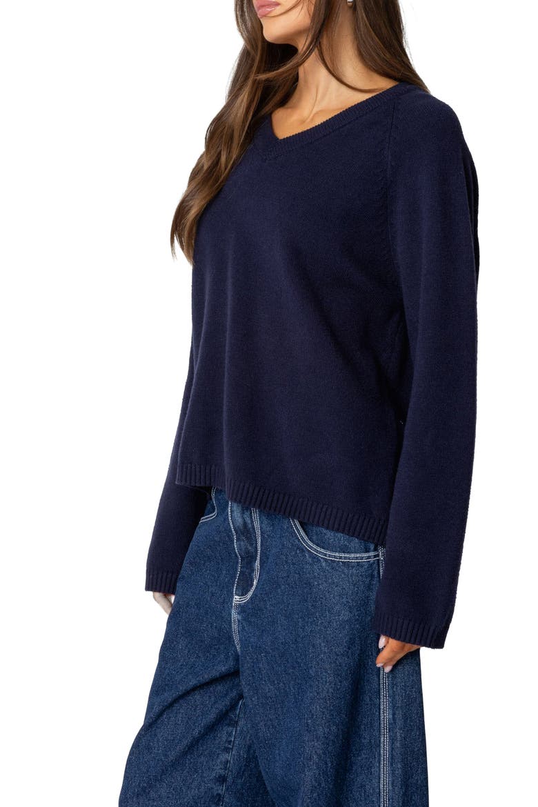 Martha Oversized V-Neck Sweater, Alternate, color, NAVY