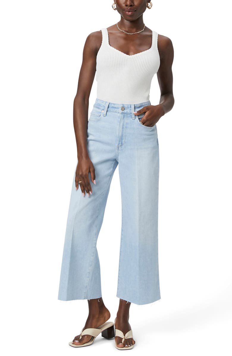 PAIGE Anessa High Waist Raw Hem Wide Leg Ankle Jeans, Alternate, color, 