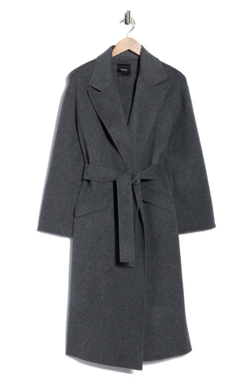 Theory Wool Blend Robe Coat In Gray