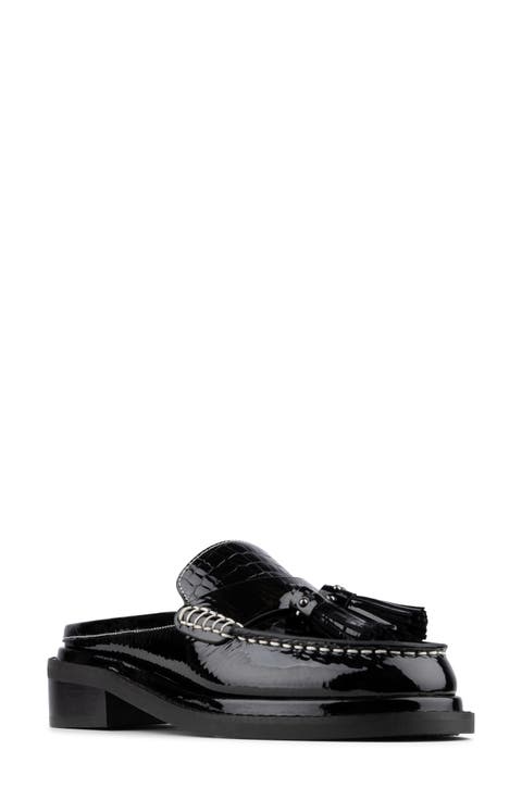 Bambie Leather Tassel Loafer Mule