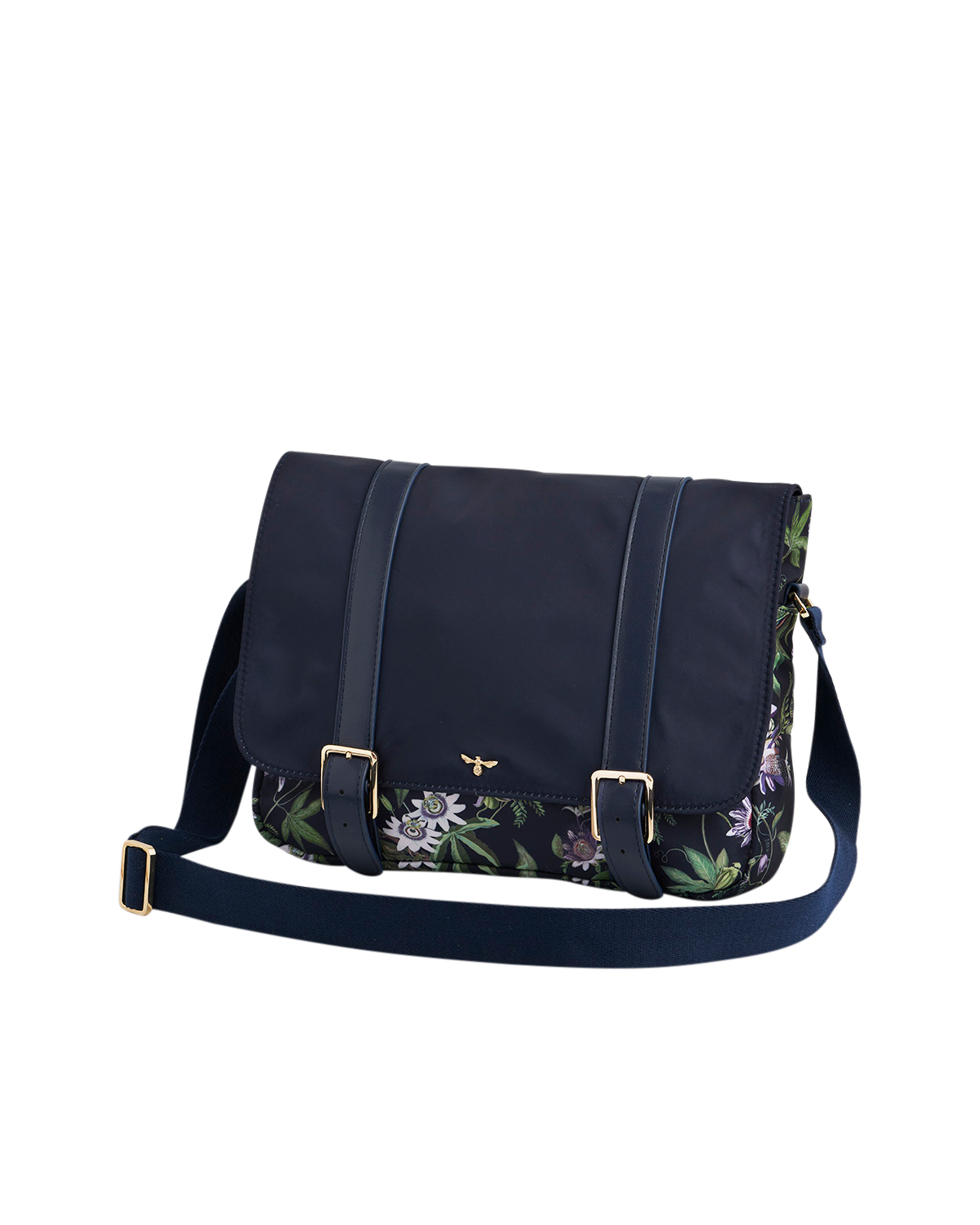 Fable England Passion Flower Satchel, Alternate, color, Navy
