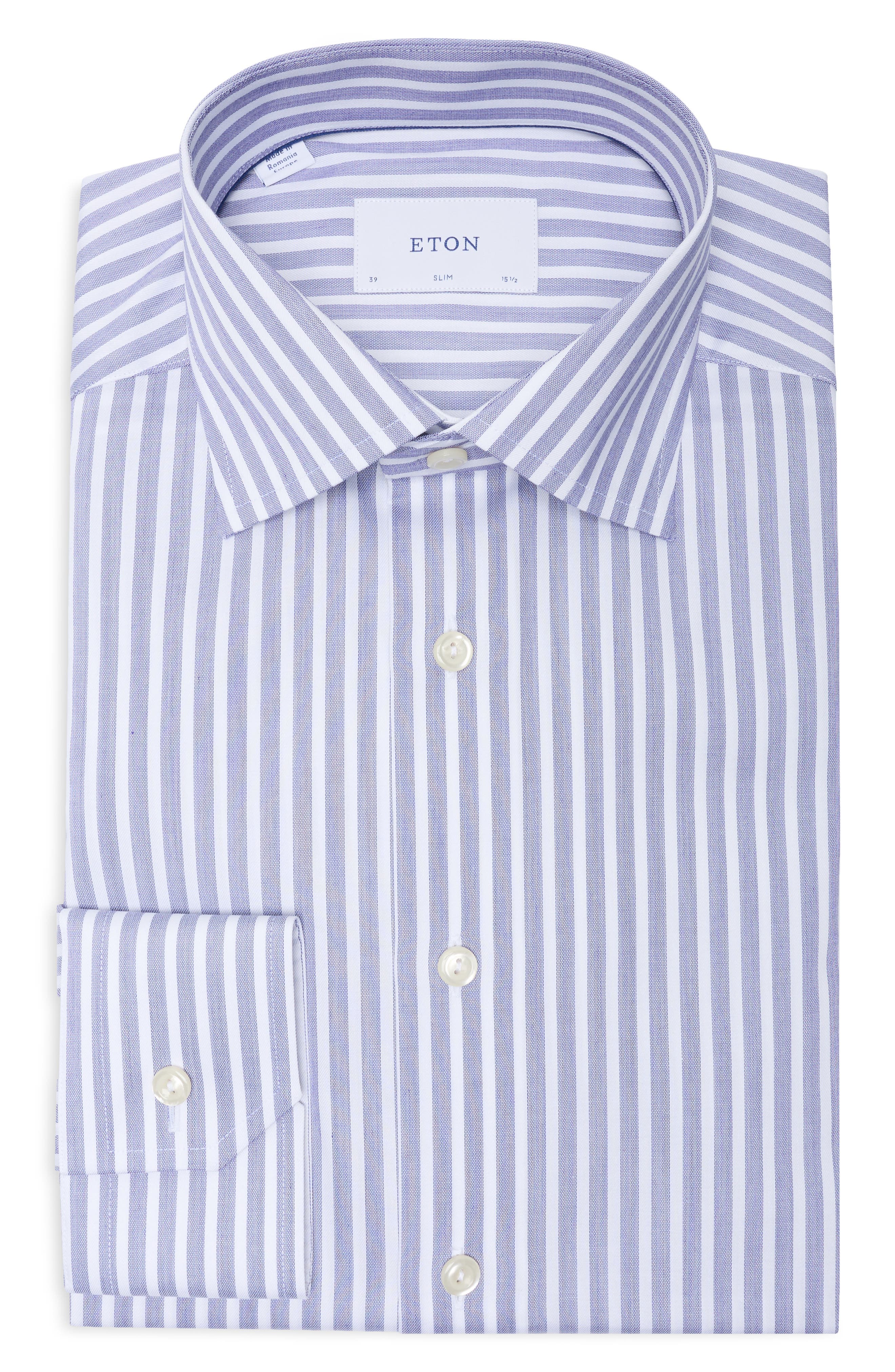 Slim Fit Striped Twill Dress Shirt