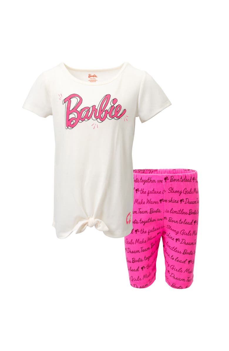 Barbie T-Shirt & Bike Shorts Set, Main, color, Pink / White