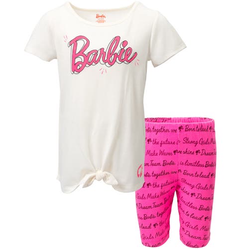 Barbie Kids' T-shirt & Bike Shorts Set In White