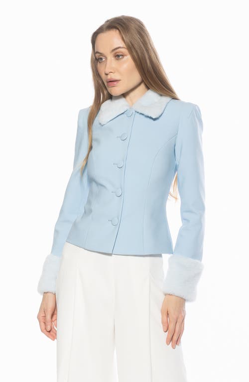 Alexia Admor Fran Faux Fur Trim Twill Jacket In Blue