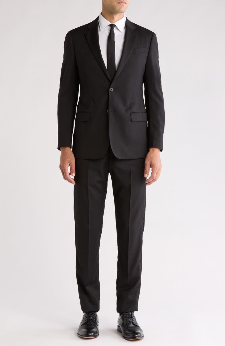 Armani Collezioni Solid Wool Suit, Main, color, Solid Black