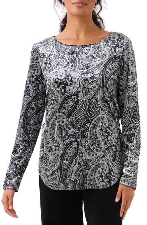 Paisley Stretch Velvet Top